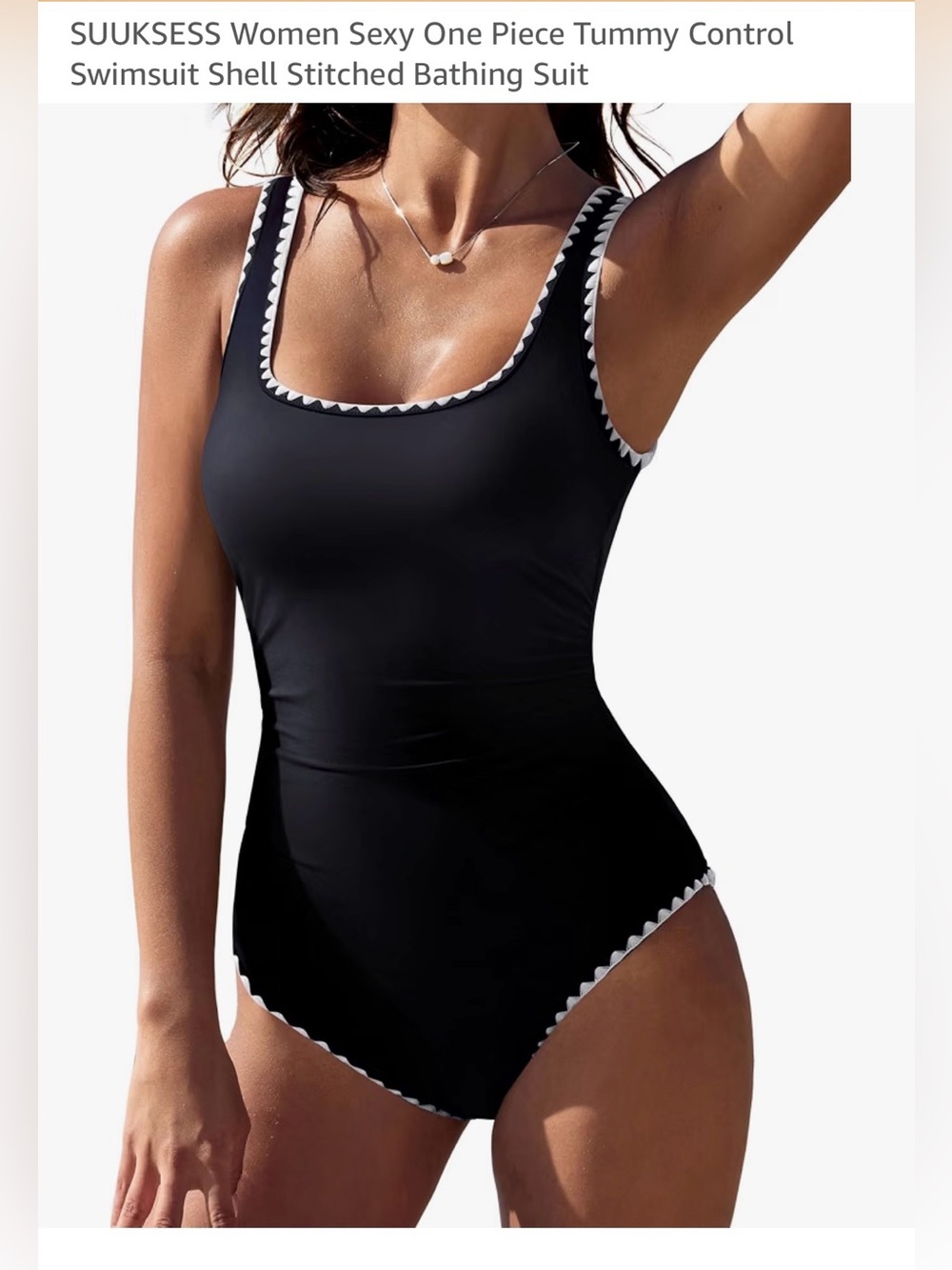 Amazon SUUKSESS Black Sexy One Piece Tummy Control Swimsuit Bathing Suit Sz M